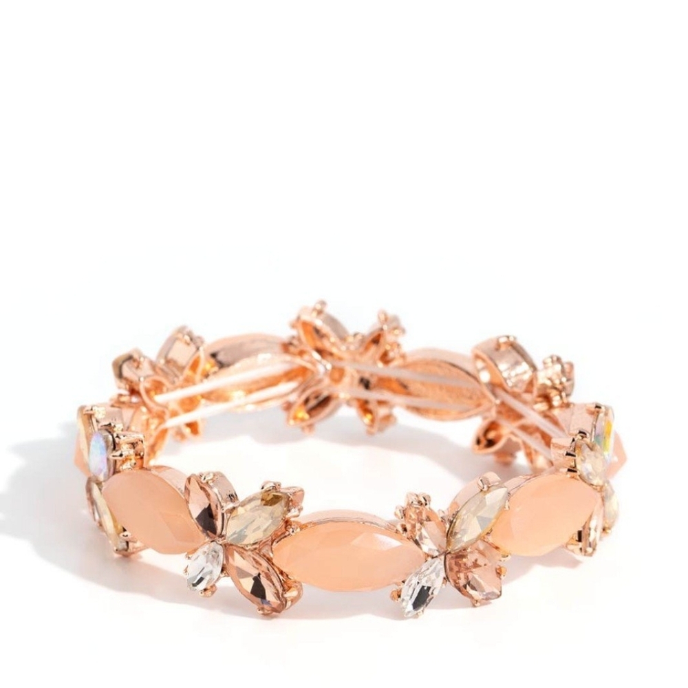 Paparazzi Pink and Gold Floral Bracelet Soft-Hearted Succession Rose Gold Jewels